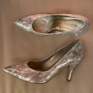 Sacha London Snake Leather Pointed Toe Pump‎ Silver